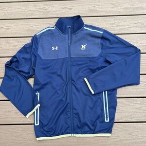 Under Armour Navy Midshipmen Jacket Men’s Large Full Zip Spell Out‎ Flaws Read